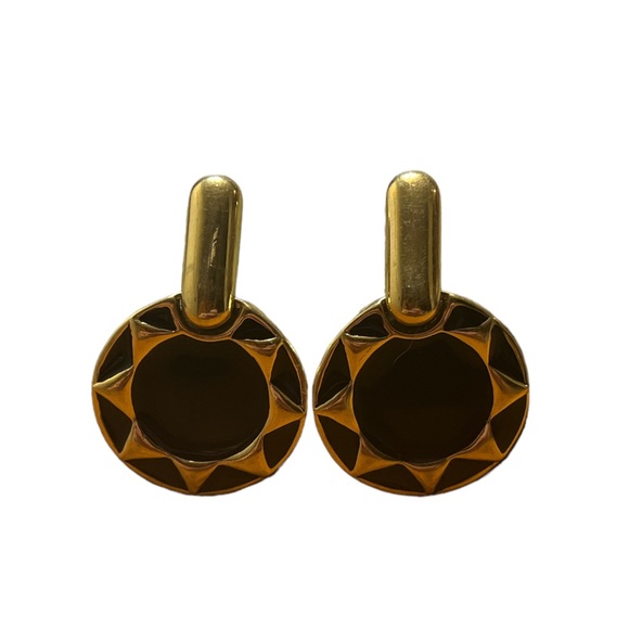 Monet Jewelry - Monet Gold and Black Drop Earrings